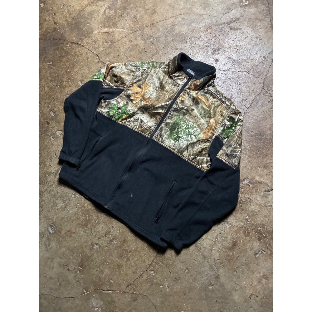 Columbia Sportswear Mens XL Camo Fleece Jacket RealTree Full Zip Black Outdoor - Picture 2 of 6